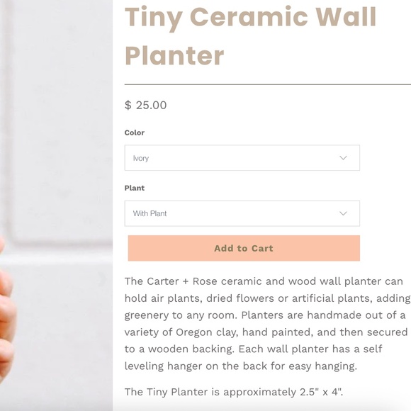 Mini Ceramic Wall Planter in Mint Green and White, mounted on wood plaque - Picture 10 of 10